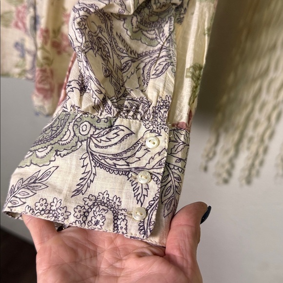 Free People NWT Mara Floral Printed Long Sleeve Button Down Blouse Size M - Picture 5 of 13